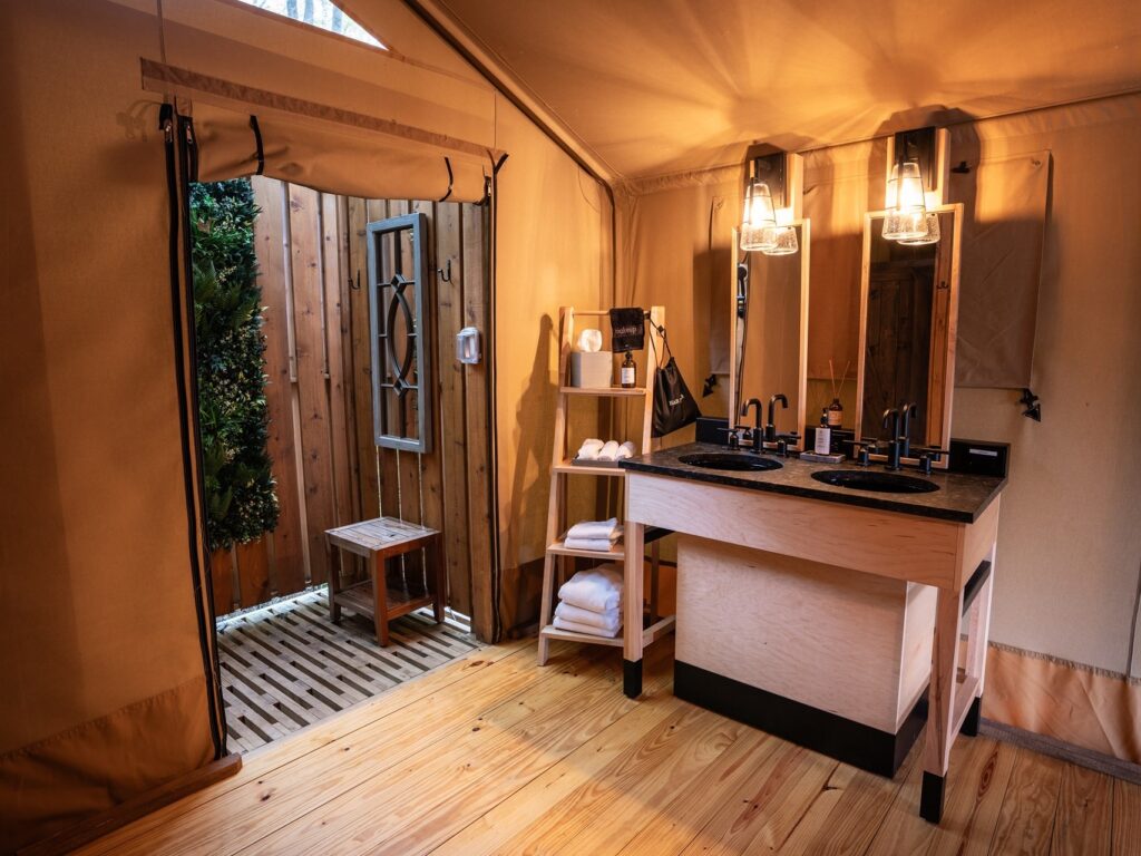 Tent Bathroom; where to stay in bar harbor