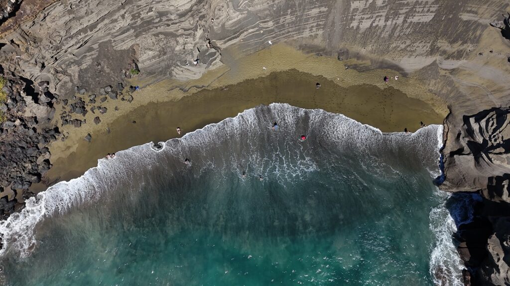 Aerial View of Green Sand Beach
