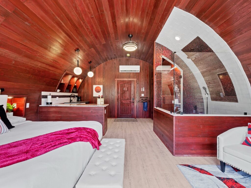 Inside Cabernet Wine Barrel Cabin