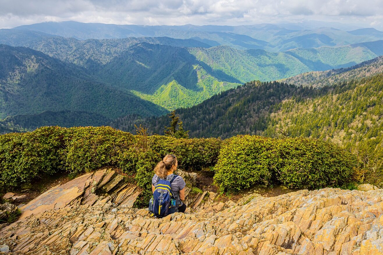 September Vacation Ideas: Look out from Cliff Top Viewpoint on Mt. LeConte