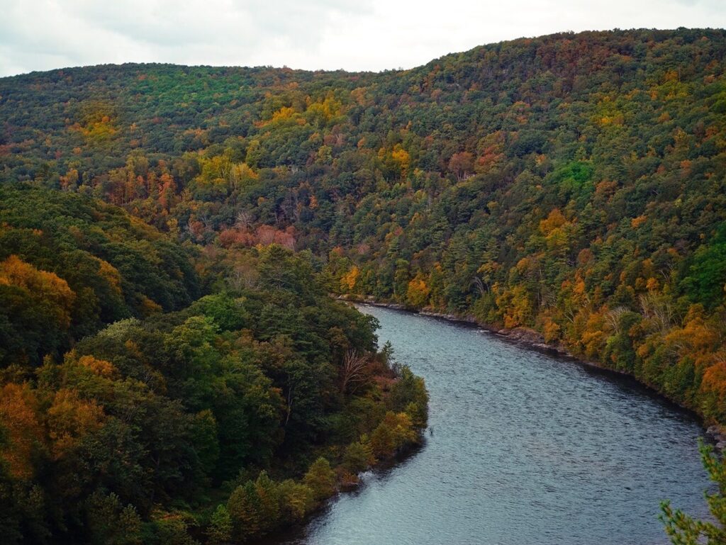 View of Catskill Mountains Fall Foliage from the Upper Delaware Scenic Byway