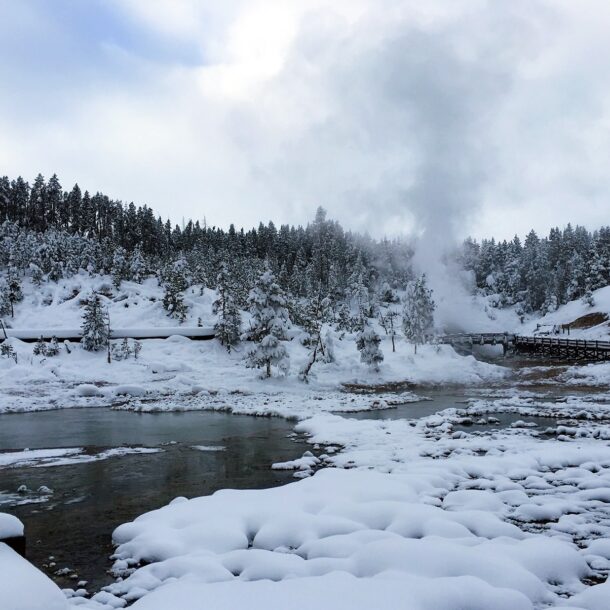 Yellowstone Mud Volcano in Winter
