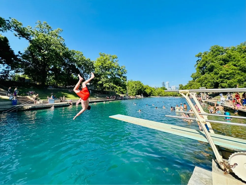 Best Swimming Holes in Texas: Barton Springs Diving Board