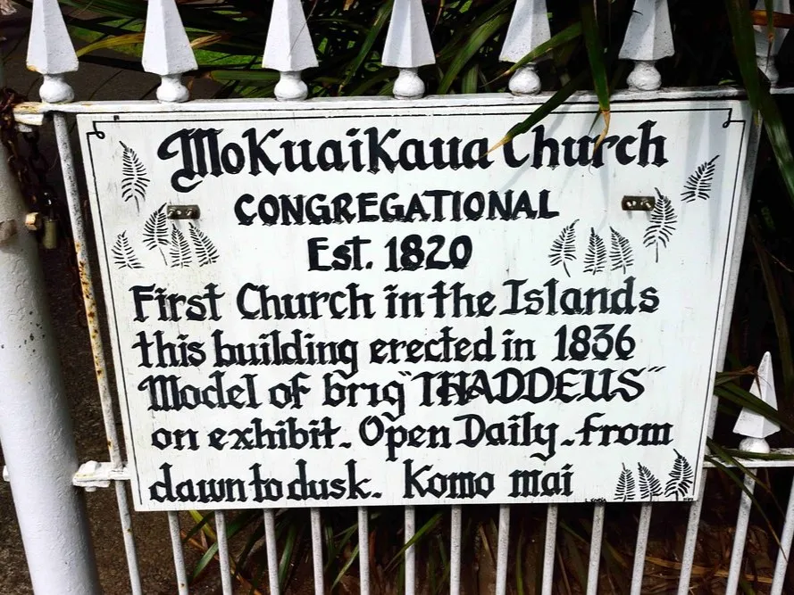 Big Island Historical Site: Mokuaikaua Church Sign 